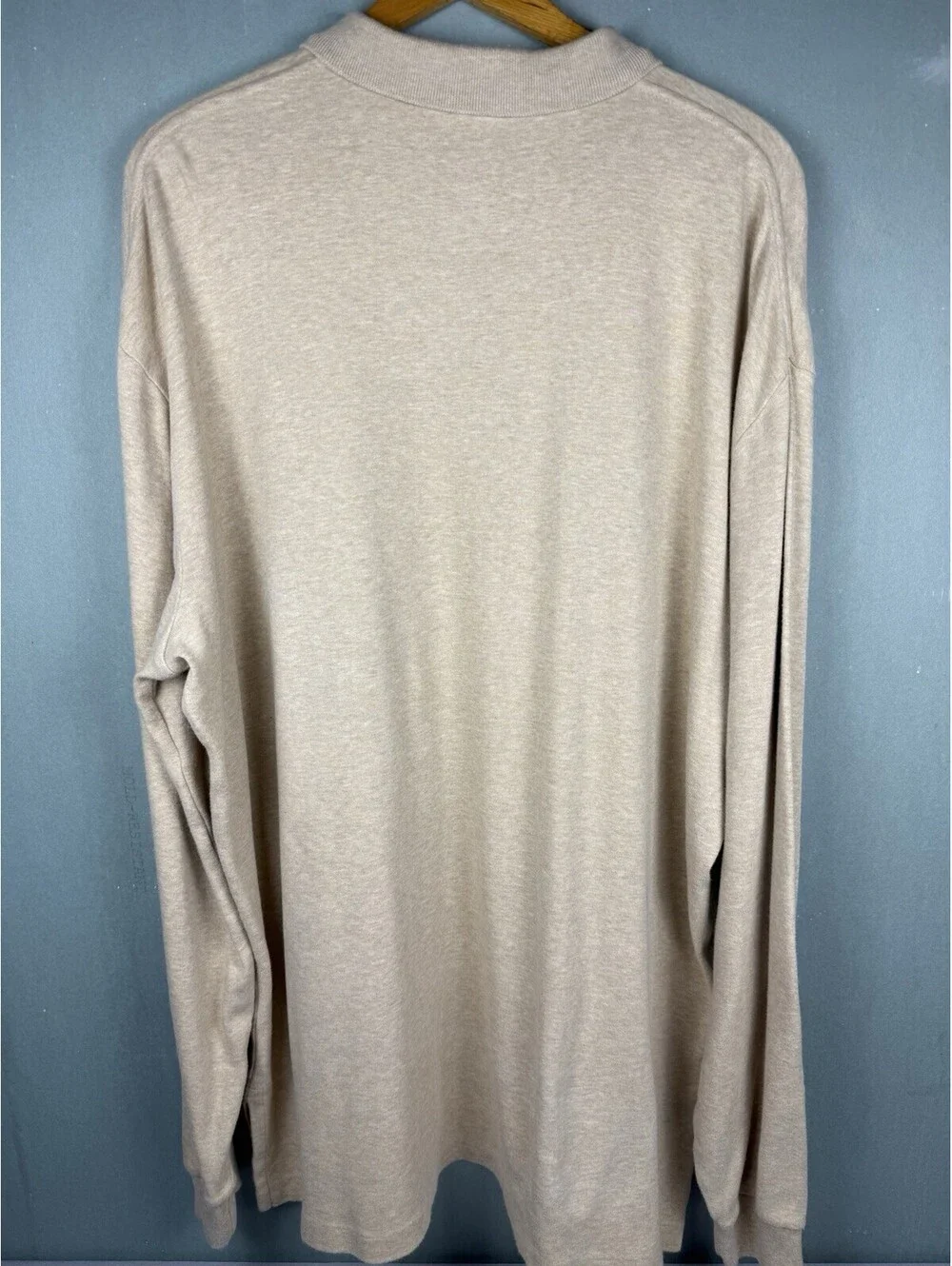 Polo Ralph Lauren Polo Shirt Men's Large Beige Stretch Long Sleeve Casual Preppy